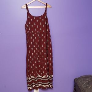 Burgundy sundress with floral design